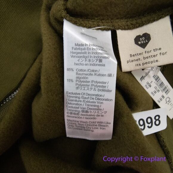 New! Madewell MWL Betterterry Full-Zip Long‎ Hoodie Sweatshirt, size S - Picture 16 of 16